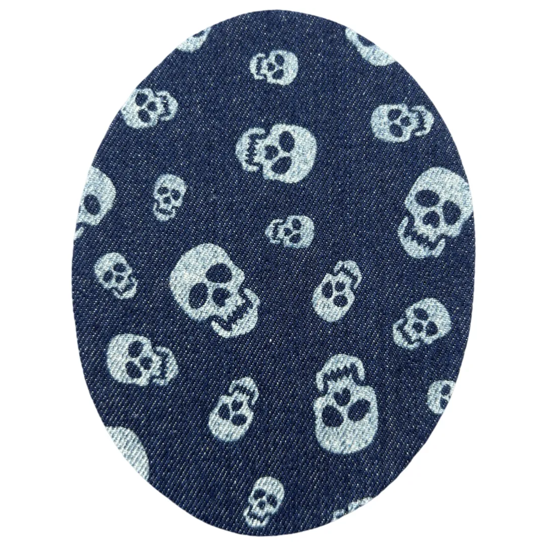 Knie Elleboog  Strijk Patch Set Denim Doodskoppen